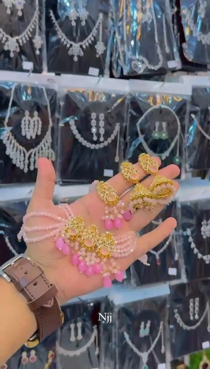 Luxury Ruby Red Bridal Jewelry Set – Elegant Beads & Stone Design