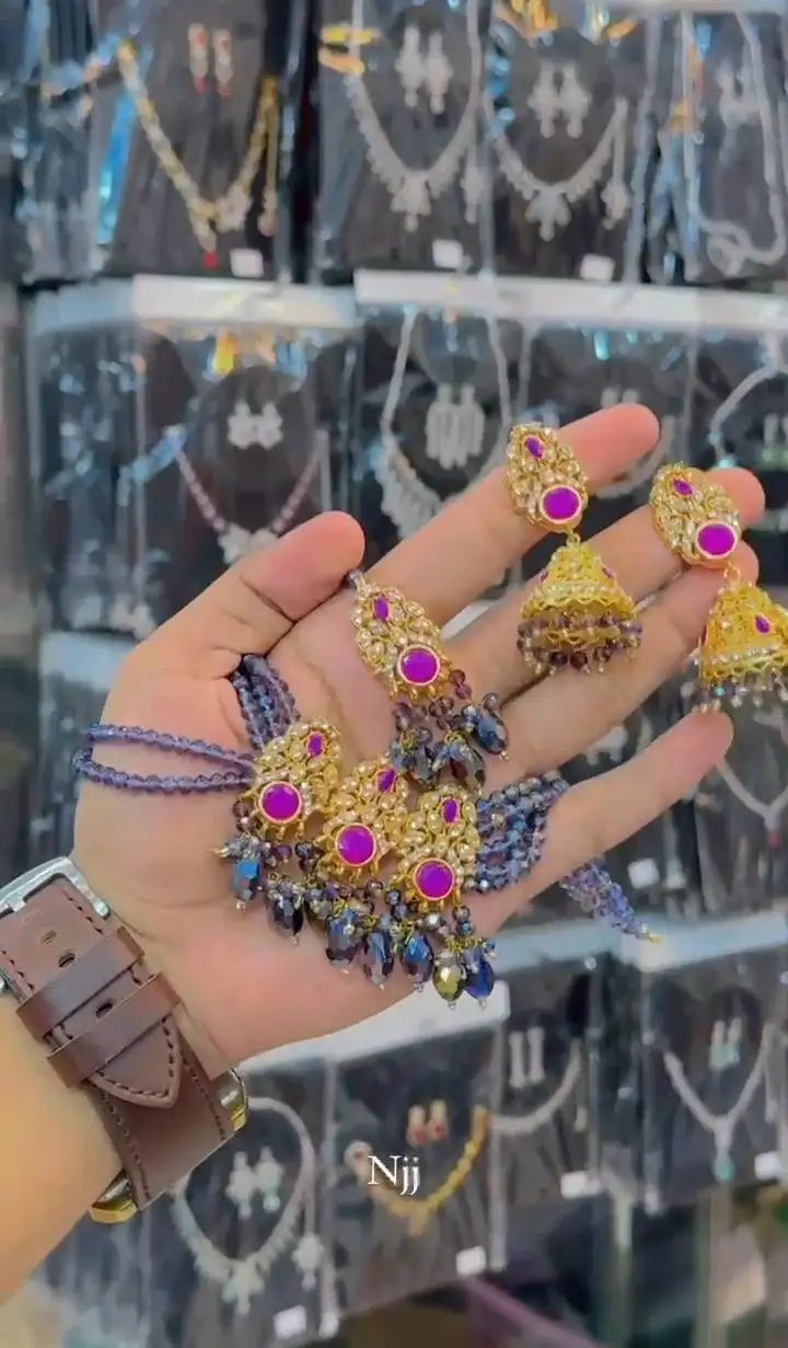 Luxury Ruby Red Bridal Jewelry Set – Elegant Beads & Stone Design