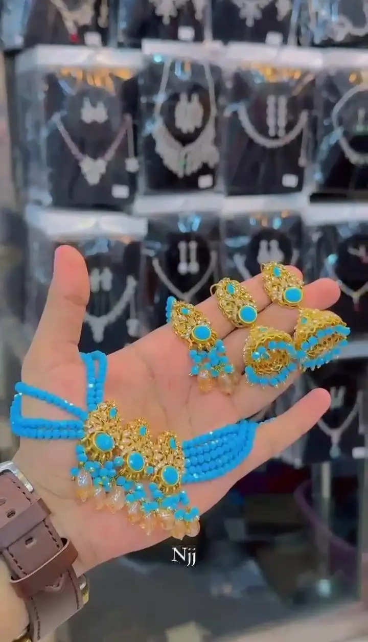 Luxury Ruby Red Bridal Jewelry Set – Elegant Beads & Stone Design