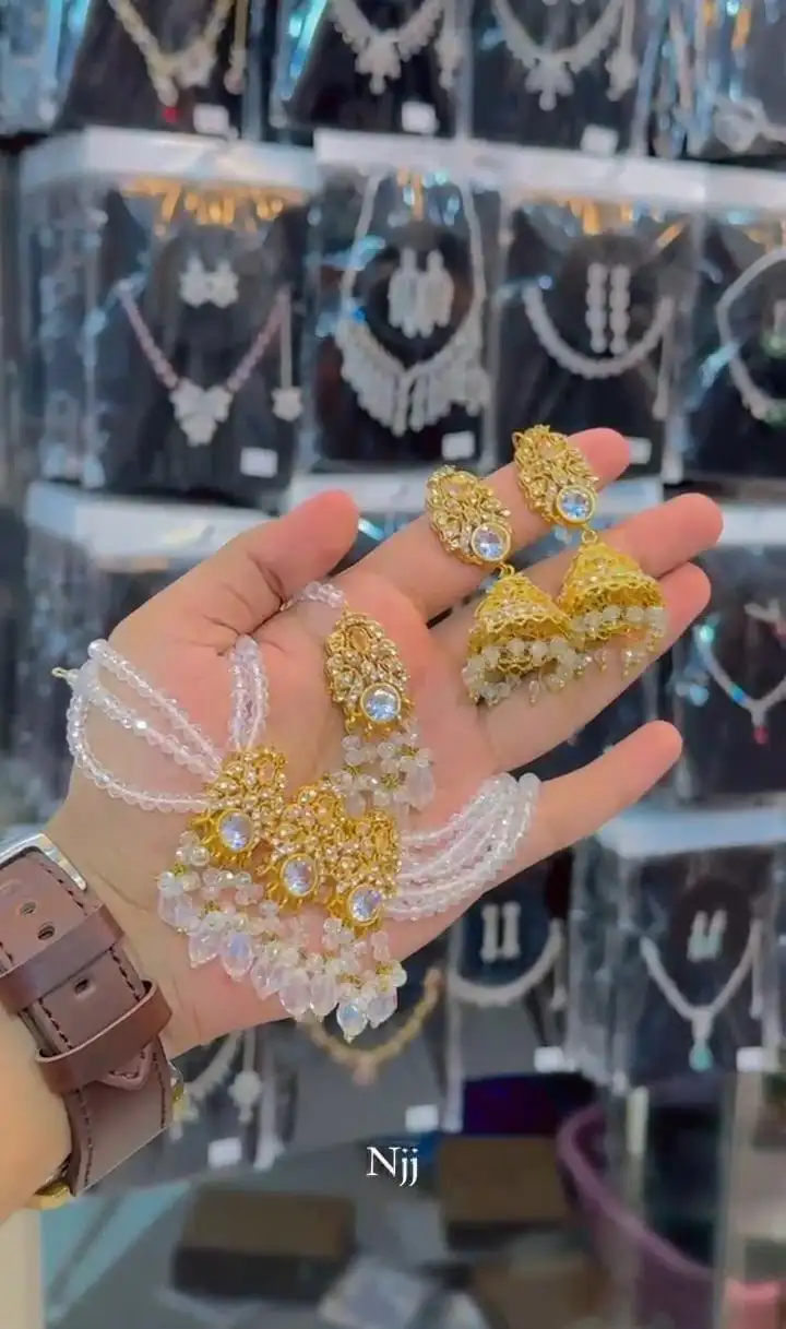 Luxury Ruby Red Bridal Jewelry Set – Elegant Beads & Stone Design